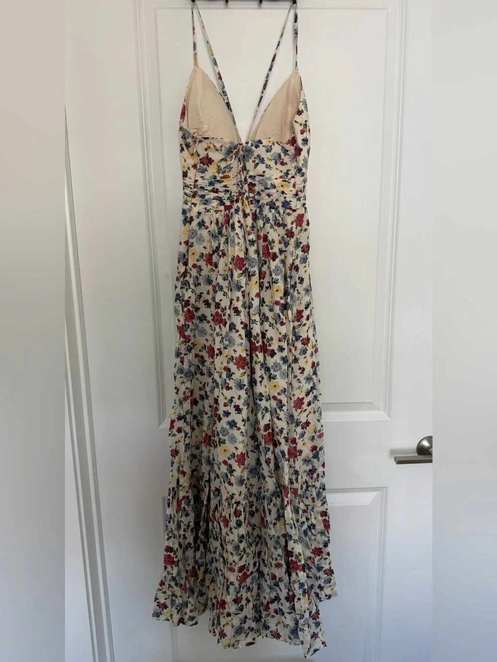 NWT Abercrombie & Fitch Bra-Free Tie-Back Flowy V-Neck Maxi Dress